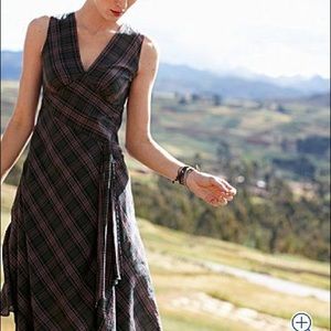 Garnet Hill Plaid Highlands Drape Front Dress